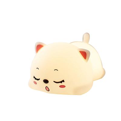 China Modern Direct Manufacturer Cat Pattern Silica Gel Sleeping Animal Colorful Bed Usb Charge Desk Lamp For Kids Baby Room Gifts for sale