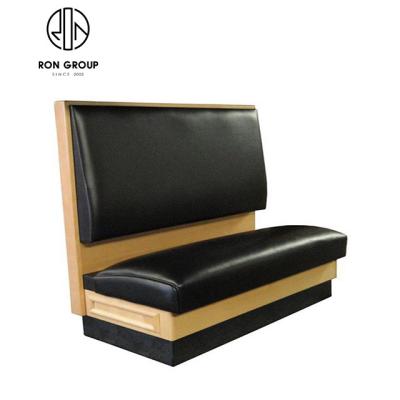 China Wooden Frame Durable Wholesale Black Leather Restaurant Booth Sofa for sale