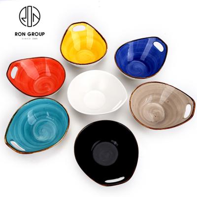 China Sustainable Events Customized Oval Deep Ceramic Bowl Set With Handle Bowls Porcelain Ceramic Dinner Sets for sale