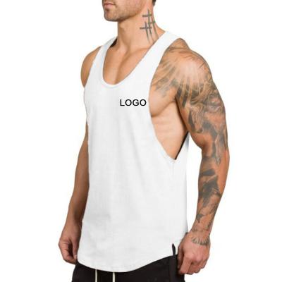 China Custom LOGO Solid Color Plus Size Breathable Loosen Big Neck Fitness Bodybuilding Sports Wear Vest Dry Man Quickly for sale