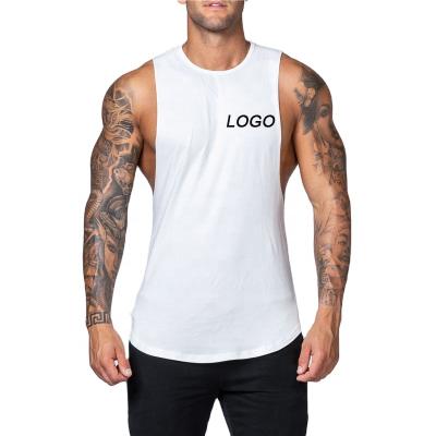 China Hot Sale Solid Color Custom LOGO Breathable Plus Size Bodybuilding Fitness Crew Neck Loose Sport Wear Cotton Vest Quick Dry Man for sale