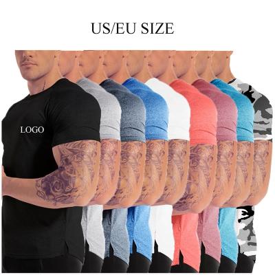 China Running Solid Men's Fitness Shorts Sleeve Plain Men's T-shirt Crewneck Custom Logo Shirt Designs For Men Anti-Wrinkle T-shirt for sale