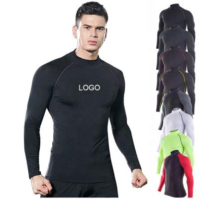 China Gym Athlete Men Fashion Workout Training Soft Stretchy Breathable Wear Custom Made Skinny Quick Dry High Print Collar T-Shirts Tops for sale