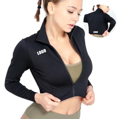 China Breathable Custom Labeling Collar Yoga Wear Jacket Workout Clothes Women's Sports Tops Running Quick-drying Long Sleeve for sale