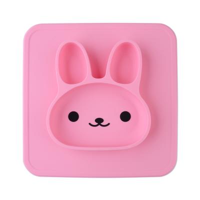 China Hot Selling Daily Life Silicone Suction Dish Food Grade Silicone Rabbit Place Mat For Baby Babycare Feeding Safety Easy Clean for sale