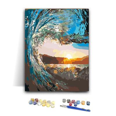 China Cartoon diy oil painting by number kit with seven colors adult painting by numbers canvas drawing with brushes for sale