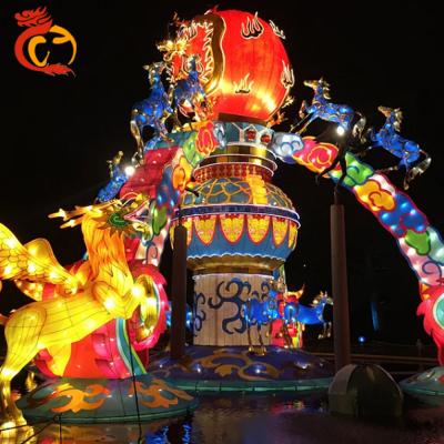 China New Year Custom Made Chinese Outdoor Decoration Lantern Art Silk Electric Exhibition Customized Size for sale