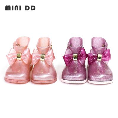 China 2022 New Summer Waterproof Children Raining Cute Girls Jelly Shoes Children Ankle Boots Bow Fashion Rain Shoes for sale