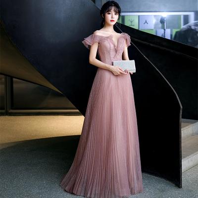 China 2022 anti-static new fashion birthday party evening dress and elegant lace one-shoulder long for sale