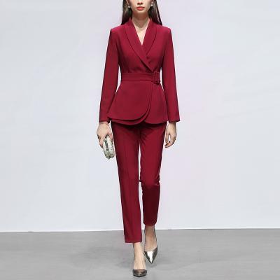 China Anti-wrinkle 2021 autumn and winter fashion casual ladies OL temperament news two-piece suit for sale