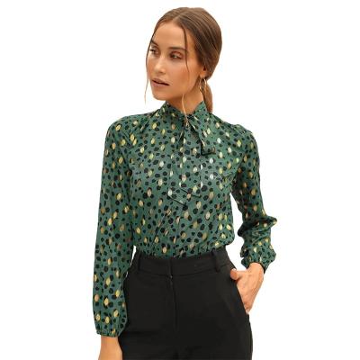 China Anti-pilling 2021 autumn and and winter warm American style European fashion ladies casual long sleeve chiffon printed shirt for sale