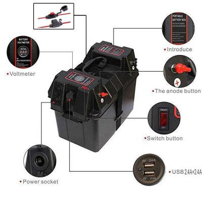 China Protect Against Acid Wholesale Luxury Outdoor Portable 12V Car Black Plastic Boat Cable Positive Battery Box Include Fuse Holder for sale