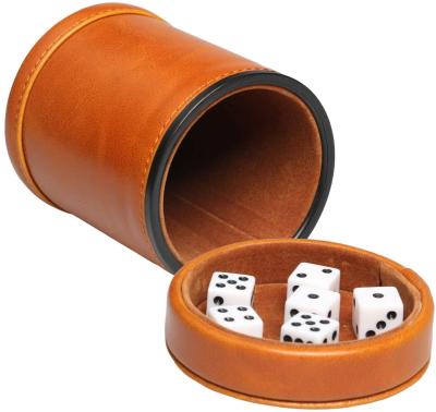 China Eco-Freindly Leatherette Dice Cup with Lid Includes 6 Cutouts, Quiet Velvet Interior in Flip for Liars Dice Farkle Yahtzee Board Games for sale