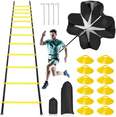 China Football Traning Speed ​​Agility Training Kit, includes 12 rung 20ft adjustable agility ladder with carry bag, 12 disc cones, 4 steel stakes, 1 for sale