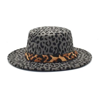 China Dobby leopard print hat autumn and winter felt hat fashion women and men outdoor felt hat for sale