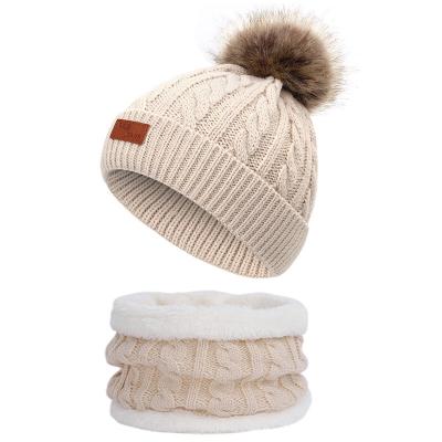 China Fashion Women's Winter Short Pom Pom Beanie Casual Knitted Scarf Thick Hat for sale