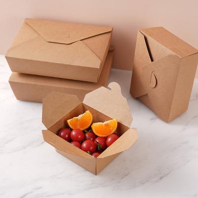 China Disposable take out fast food container kraft paper boxes whip to carton salad packaging lunch boxes for sale