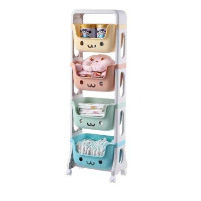 China Modern Cheap Cabinet Kids Toy Storage Shelf With Plastic Collection Bin For Kids for sale