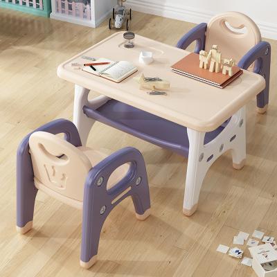 China Nordic Baby Furniture Safety Children Feeding Table Low Dining Tables And Plastic Chair Set Kindergarten Children Study Table With Chair for sale