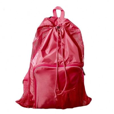 China Fashion Polyester Beach Bag in Mesh Drawstring Beach Backpack Design for Summer Beach Swimming for sale