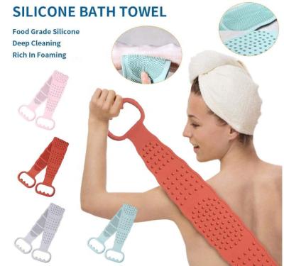 China Silicone Bath Shower Silicone Body Brush, Bath Belt Exfoliating Body Brush Belt Wash, Wash Towel Scrub Sponges, Washcloth Bathroom for sale