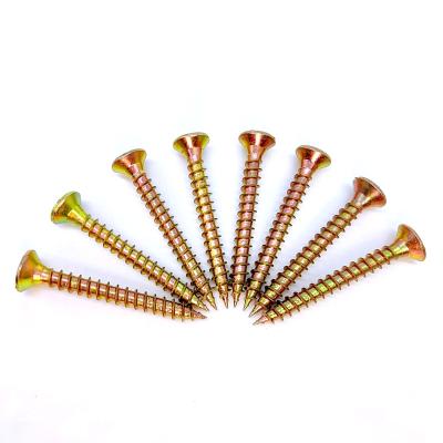 China Flat Tianjin C1022A Yellow/White Zinc Plated Chipboard Screws DIN7505 for sale