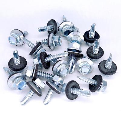 China HEX Hex Head SDS Screw Self Drilling Screw With EPDM Rubber Washer Carbon Steel Zinc Plated for sale