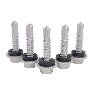 China Hex Flange Head Ruspert Hexagon Head Tek Carbon Steel Hex Self Drilling Screw With Washers Roofing Screws for sale