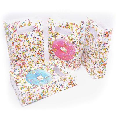 China Household Products Donuts Design Colorful Rainbow Confetti Paper Handle Bag For Party Supplies for sale