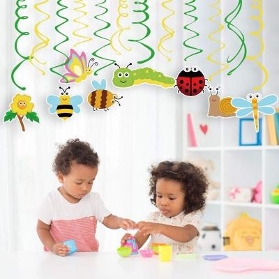 China 2022 Safari Boys Hangings Cartoon Insect Green Baby Shower Birthday Decorations Theme Festival Decoration for sale