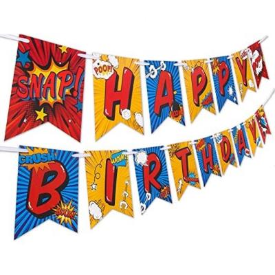 China Party Decoration Superhero Birthday Party Supplies Banner by Baby Boy Toddler Kids Birthday Superhero Decorations Superhero for sale