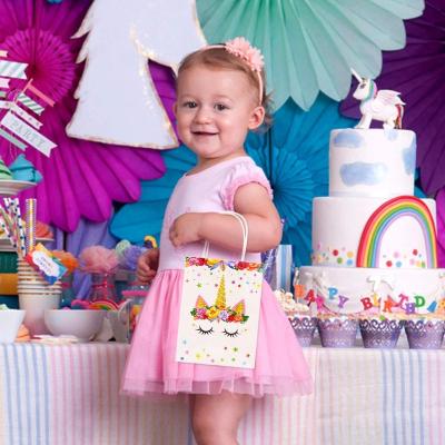 China Recyclable Unicorn Party Favor Bags Unicorn Themed Birthday Party Gift Goodie Treat Bags For Kids Unicorn Party Bag for sale