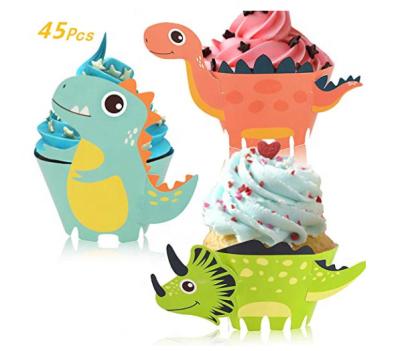 China Dinosaur-Themed Props Cupcake Cake Baking Decoration Set Cake Wrapping Funny Cupcake Wrapper for sale