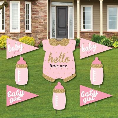 China Corrugated Paper/Plastic Baby Shower Out Door Party Yard Sign and Outdoor Lawn Decorations Girl Baby Shower Yard Decoration for sale