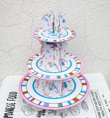 China Mini Cupcake Paper Cinderella Carriage 3 Tier Paper Carriaged Cake Stand Birthday Cake Topper for sale