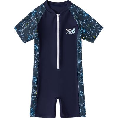 China Children's One-Piece Swimsuit Youth Breathable Quick Dry Boys Zipper Swimwear Training Sun Protection Baby Swimwear for sale