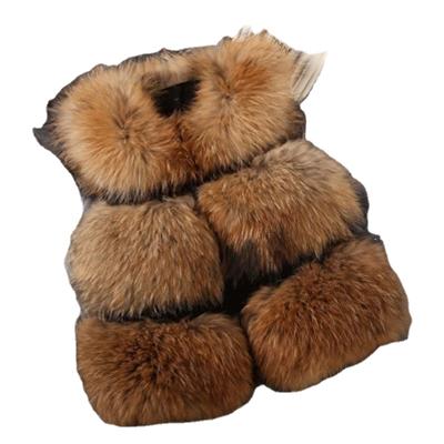 China OEM Fashion Polyester Women Winter Raccoon Fur Vest Waistcoat Breathable Artificial Warm Sleeveless Jacket Coat Custom Made OEM Short Faux Fur Vest Women for sale