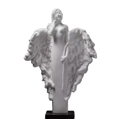 China EUROPEAN Custom Hand-made Stone Statue Natural Marble Angel Statue For Garden Decor for sale