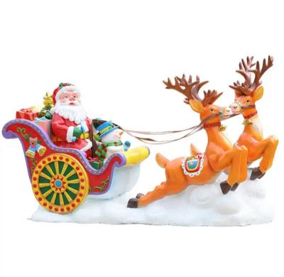 China Europe OEM Resin Christmas Statue Resin Santa Claus With elk Statue For Christmas Decor for sale