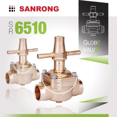 China General SR 6510 Refrigeration 6540 Two Way Straight Ball Valve, Castel Brass Refrigeration Valve, Air Conditioner Welding Stop Valve for sale