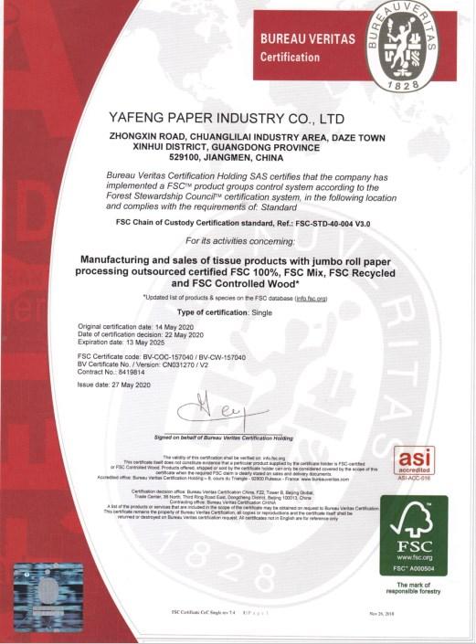 FSC - Yafeng Paper Industry Co., Ltd.