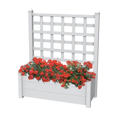 China CLASSIC White Plastic PVC Vinyl Garden Planter Box, Trellis For Climbing Plants for sale