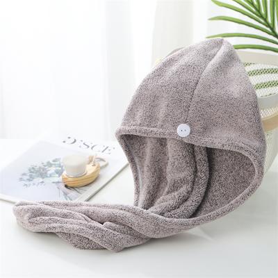 China Custom QUICK DRY SPA Custom Women's Super Absorbent Soft Magic Turban Towel With Buttons Twist Wrap Microfiber Hair Towel for sale