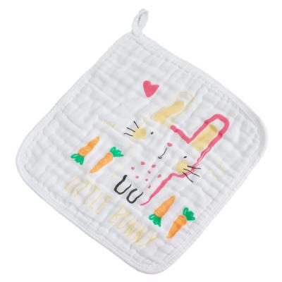 China Fashion Cotton Yarn Small Face Hand Towels Baby Handkerchief Square Cartoons Pattern Viable Dyed Printed Square Cleaning Towel for sale