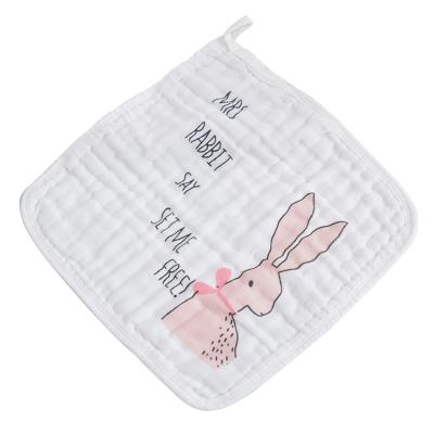 China Factory direct QUICK DRY cartoon printing breathable baby saliva towel cotton gauze baby handkerchief square cotton children's towel for sale