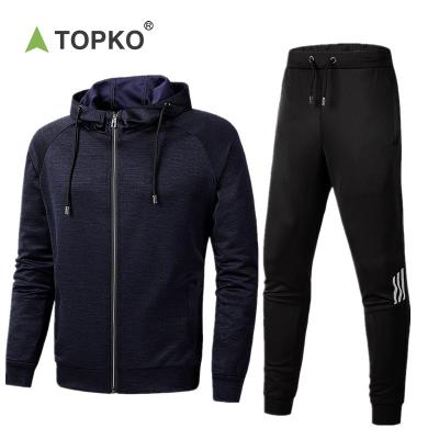 China Wholesale TOPKO Breathable Fitness Men's Running Fitness Suit Sweatsuit Multicolor Two Piece Sets for sale