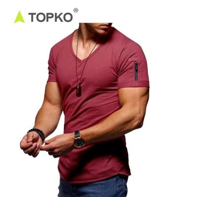 China TOPKO Wholesale High Quality Antibacterial Print Men Compression Shirt Yoga Wear Fitness for sale