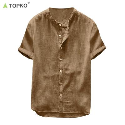 China TOPKO New Style Fashion High Quality Wholesale Custom Men's Hemp Casual Canvas Shirt for sale