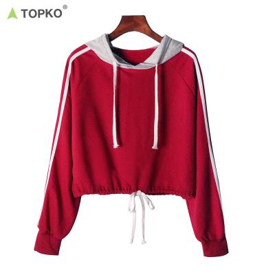 China TOPKO anti-pilling high quality new design custom OEM high waisted women's fitness apparel crop tops hoodie for sale