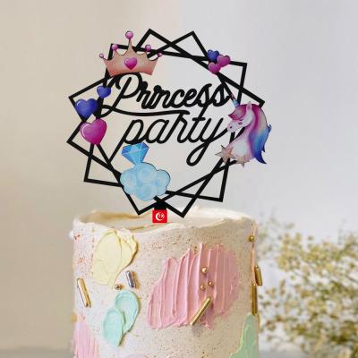 China Baking Equipment Unicorn Cake Topper TX Bakery Decor Crown Diamond Acrylic Cake Topper For Gender Reveal Cake Topper Party Decorations Supplies for sale